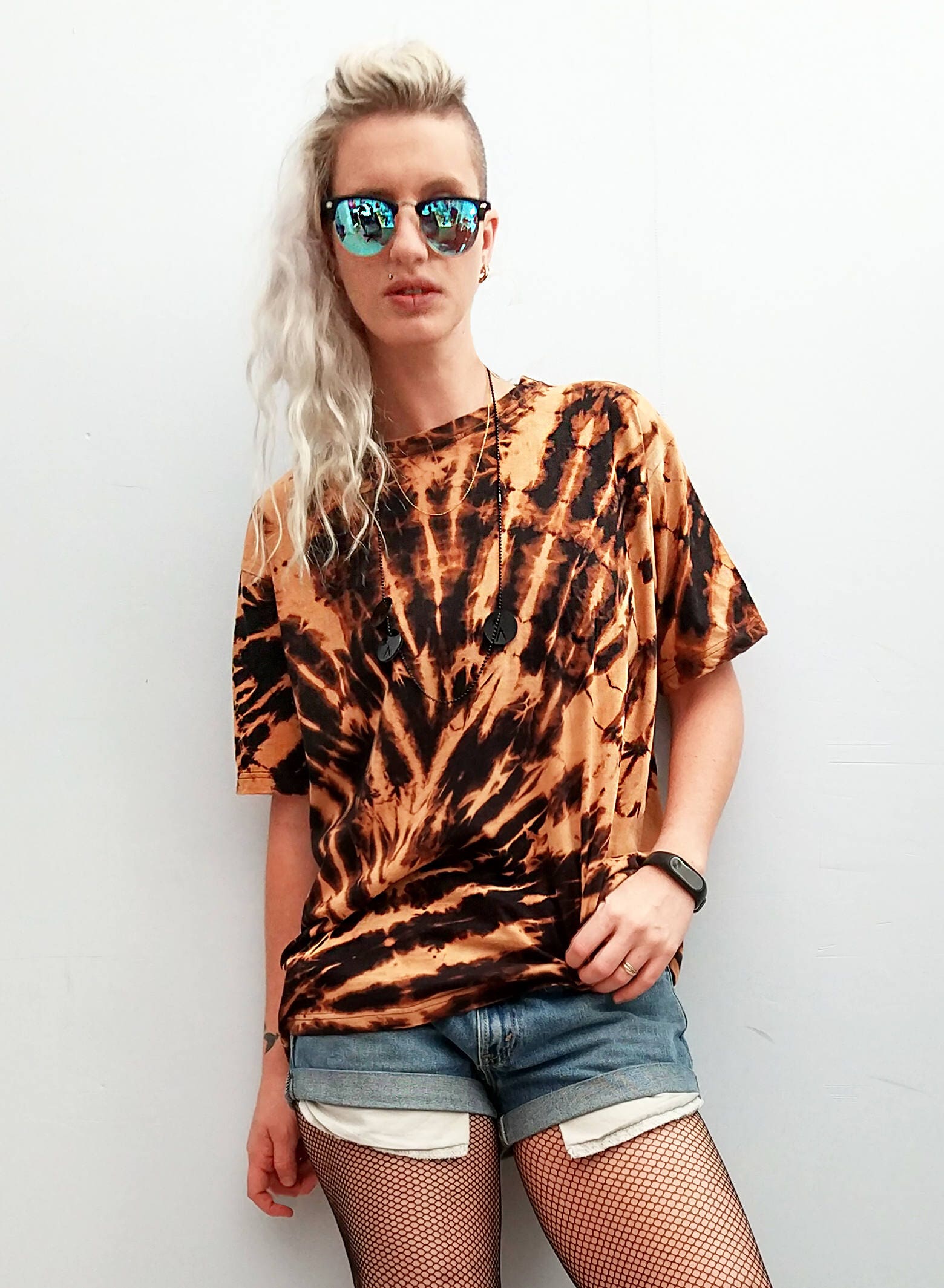 Reverse tie dye Bleach tie dye t shirt in tiger blood | bleached shirt acid tshirt Unisex punk top | tie dye shirt grunge t shirt