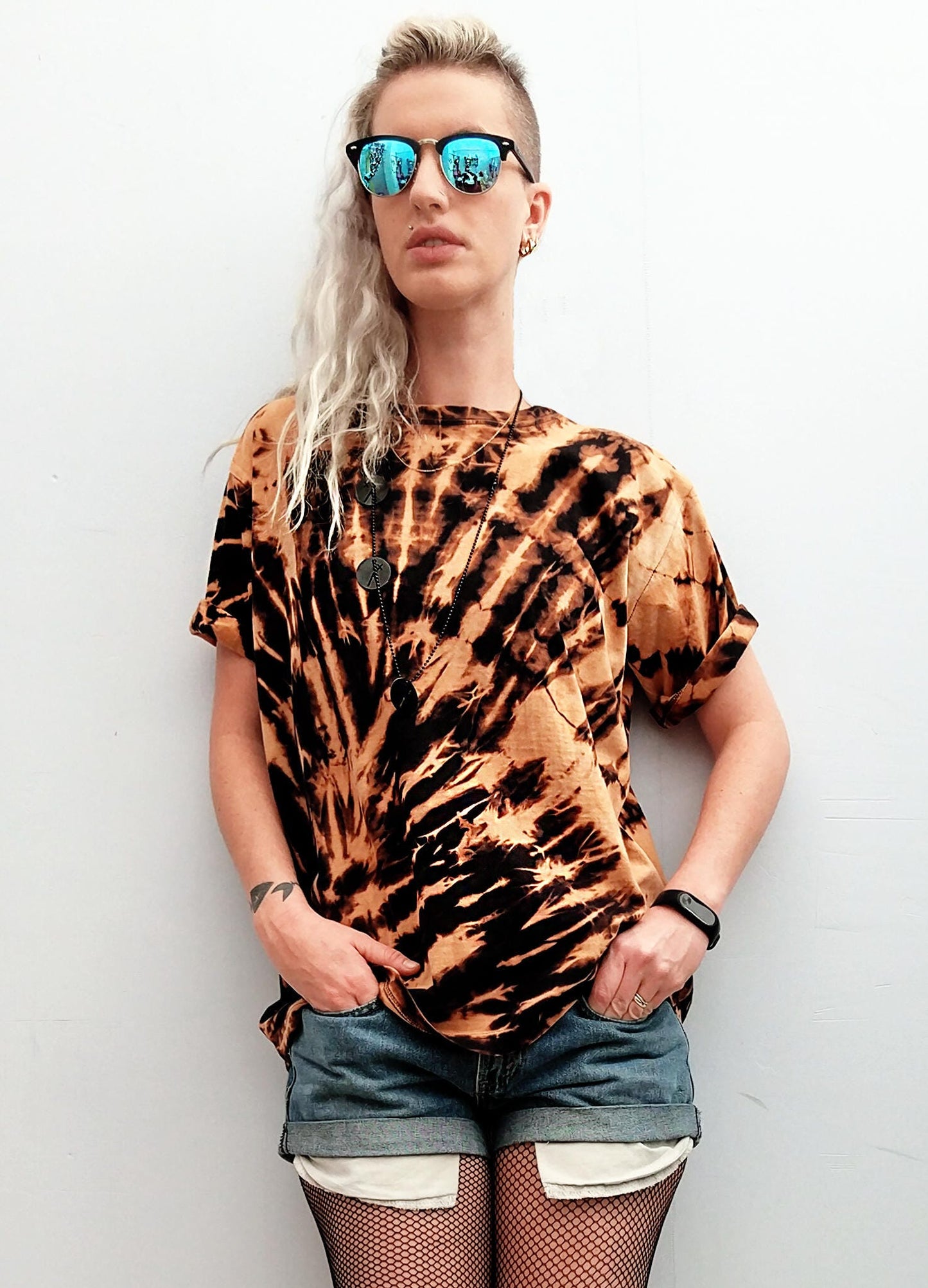 Reverse tie dye Bleach tie dye t shirt in tiger blood | bleached shirt acid tshirt Unisex punk top | tie dye shirt grunge t shirt