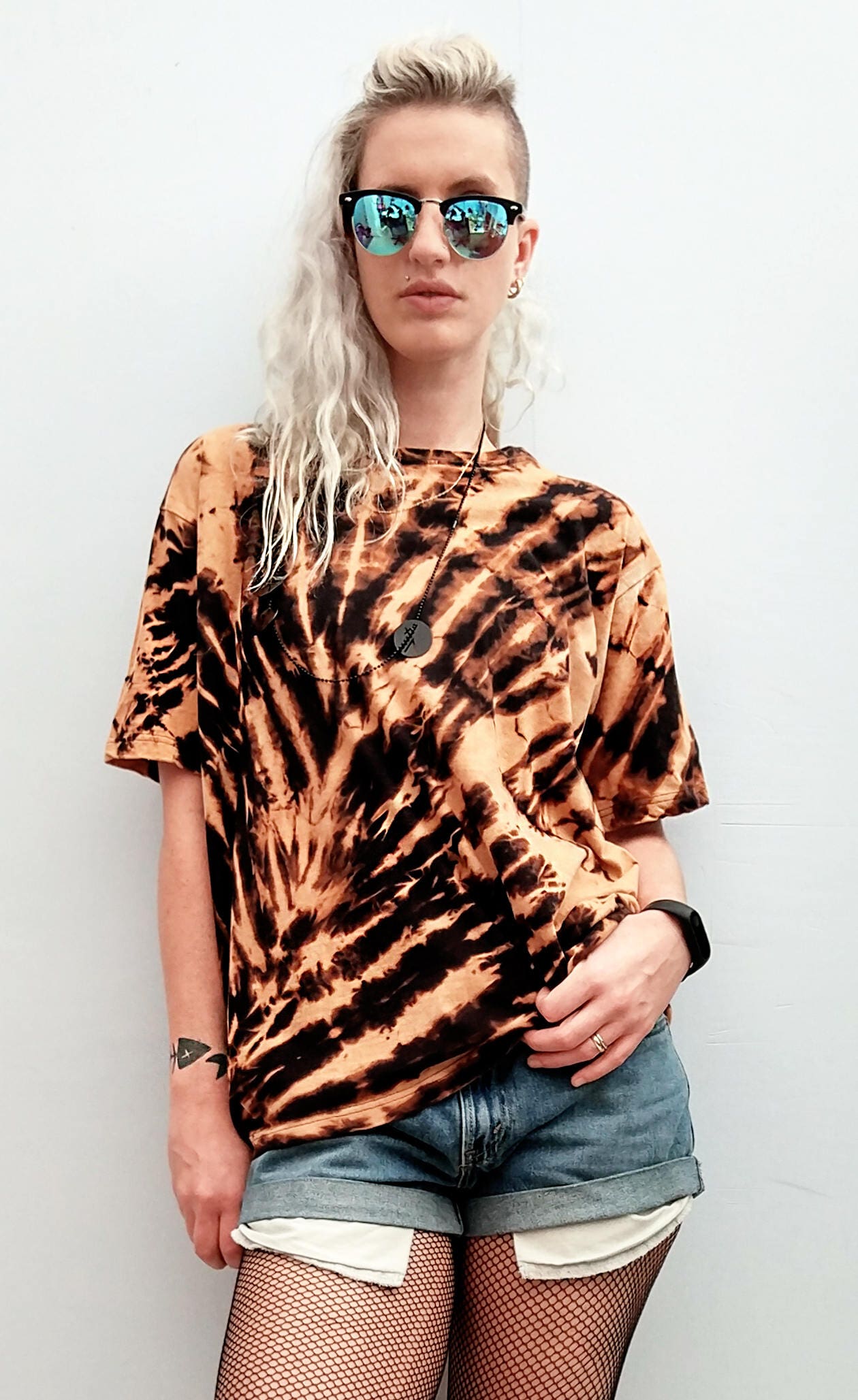 Reverse tie dye Bleach tie dye t shirt in tiger blood | bleached shirt acid tshirt Unisex punk top | tie dye shirt grunge t shirt