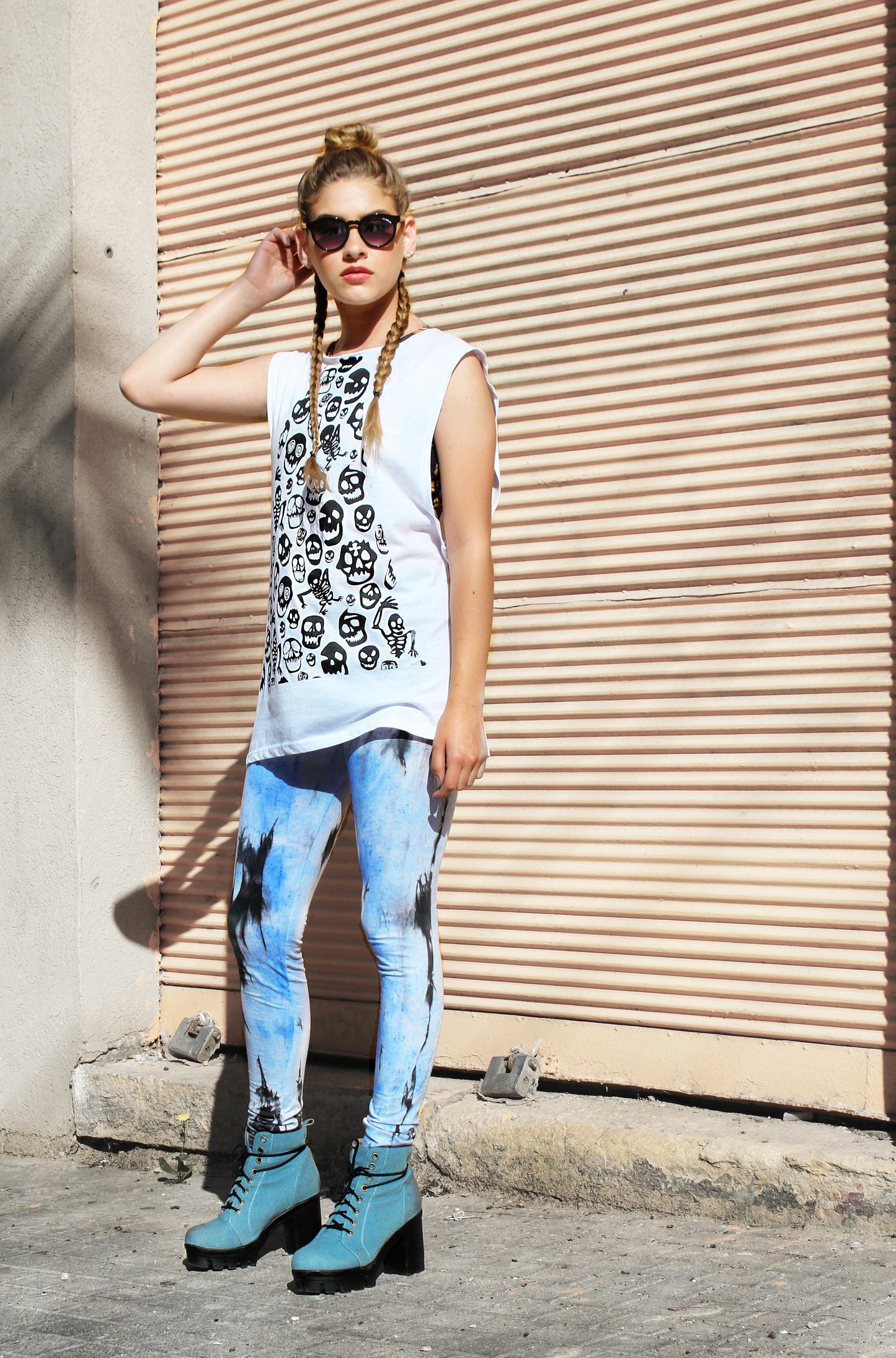 Unisex horror print skull top goth tank top | skull print biker shirt | skeleton print skeleton tshirt muscle top