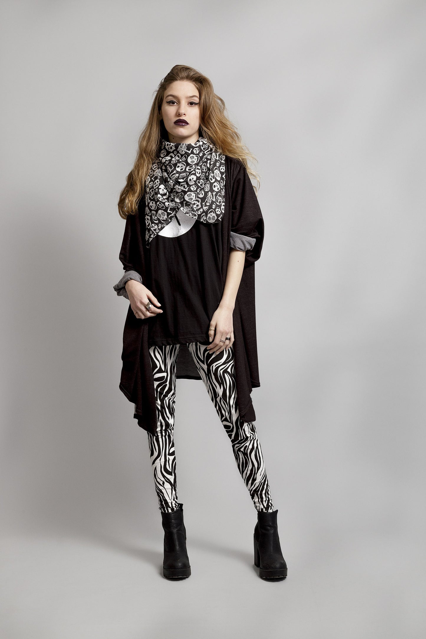 Skellington Skull scarf designer large cotton silk scarf | halloween scarf head scarf cyberpunk goth girlfriend gift