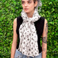Anatomical Bird Skeleton tribal fusion bird skull print designer large cotton silk scarf | goth gift for her goth