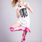 Skeleton rib cage print shirt oversize long tank top