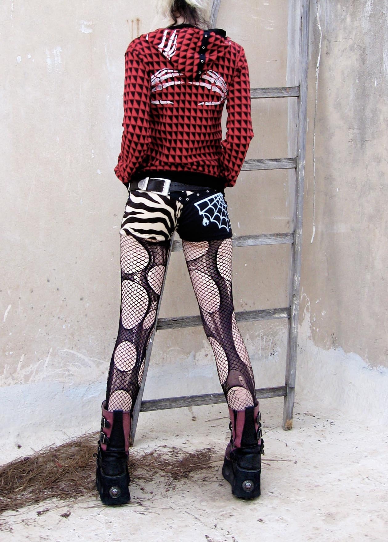 Accessorize Agoraphobix double layered tattered & torn tights fishnet leggings