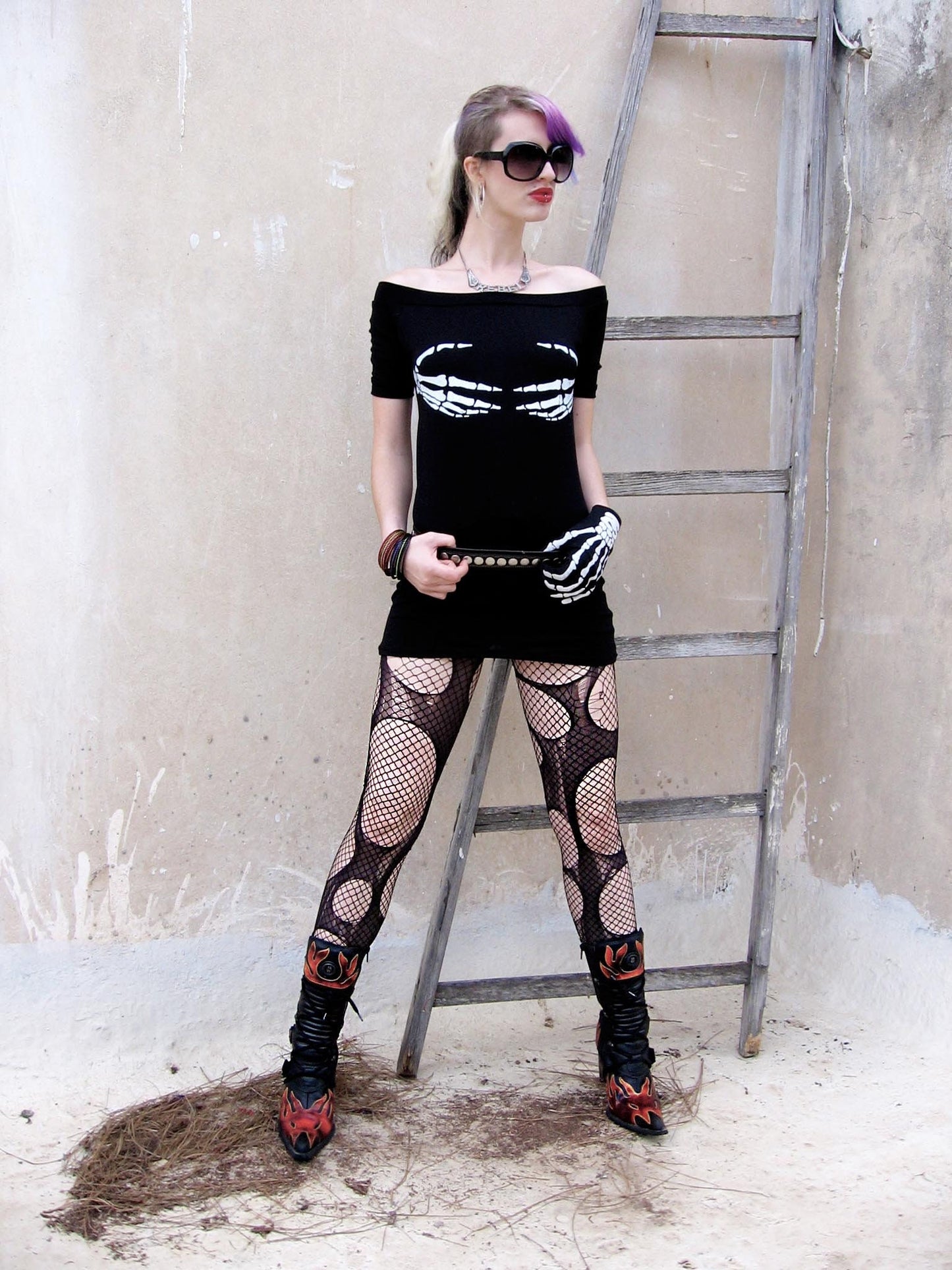 Accessorize Agoraphobix double layered tattered & torn tights fishnet leggings