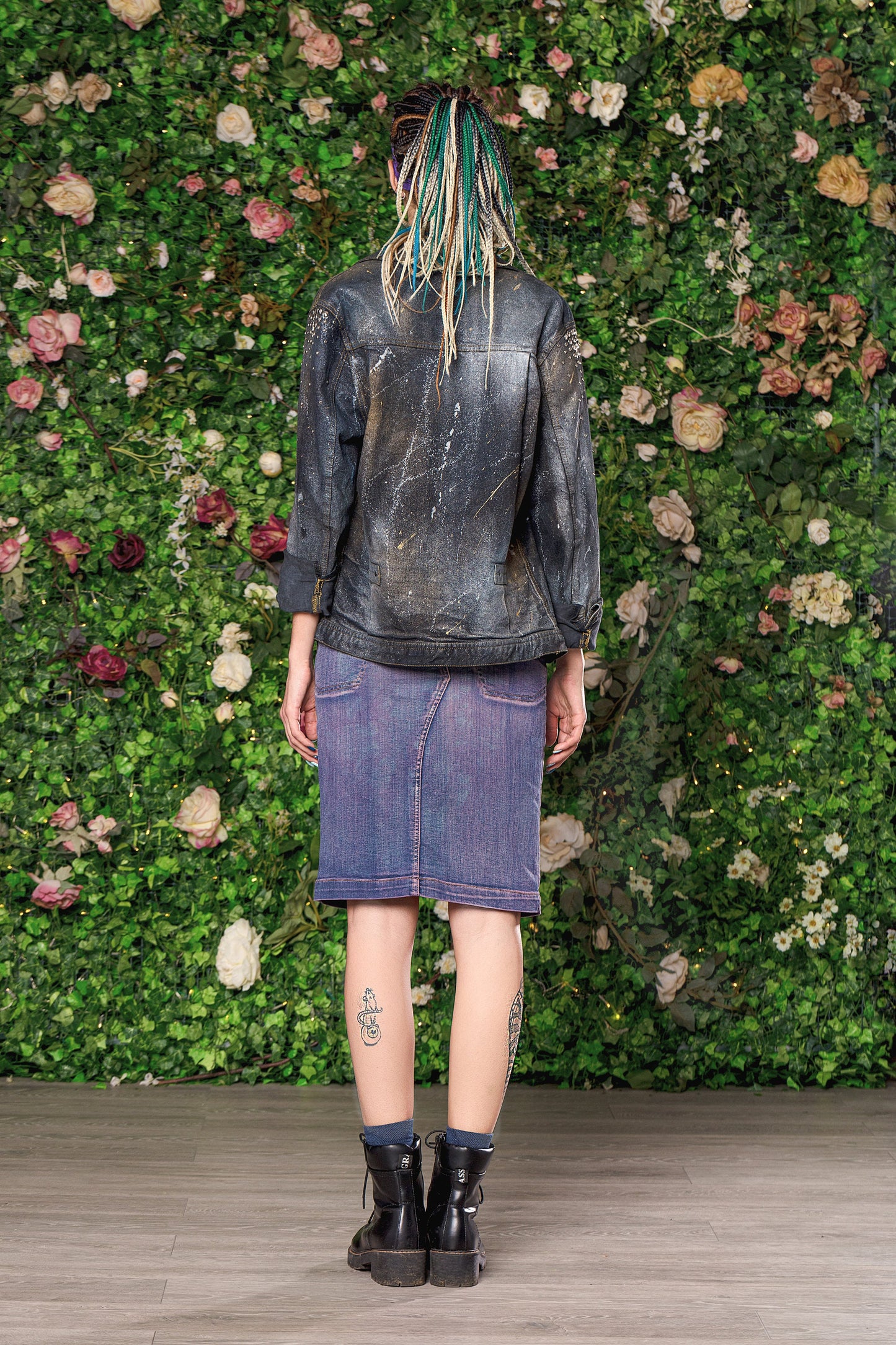 upcycled denim purple acid wash denim skirt pencil skirt with pockets | high waisted jeans skirt | sustainable clothing Size S sample sale