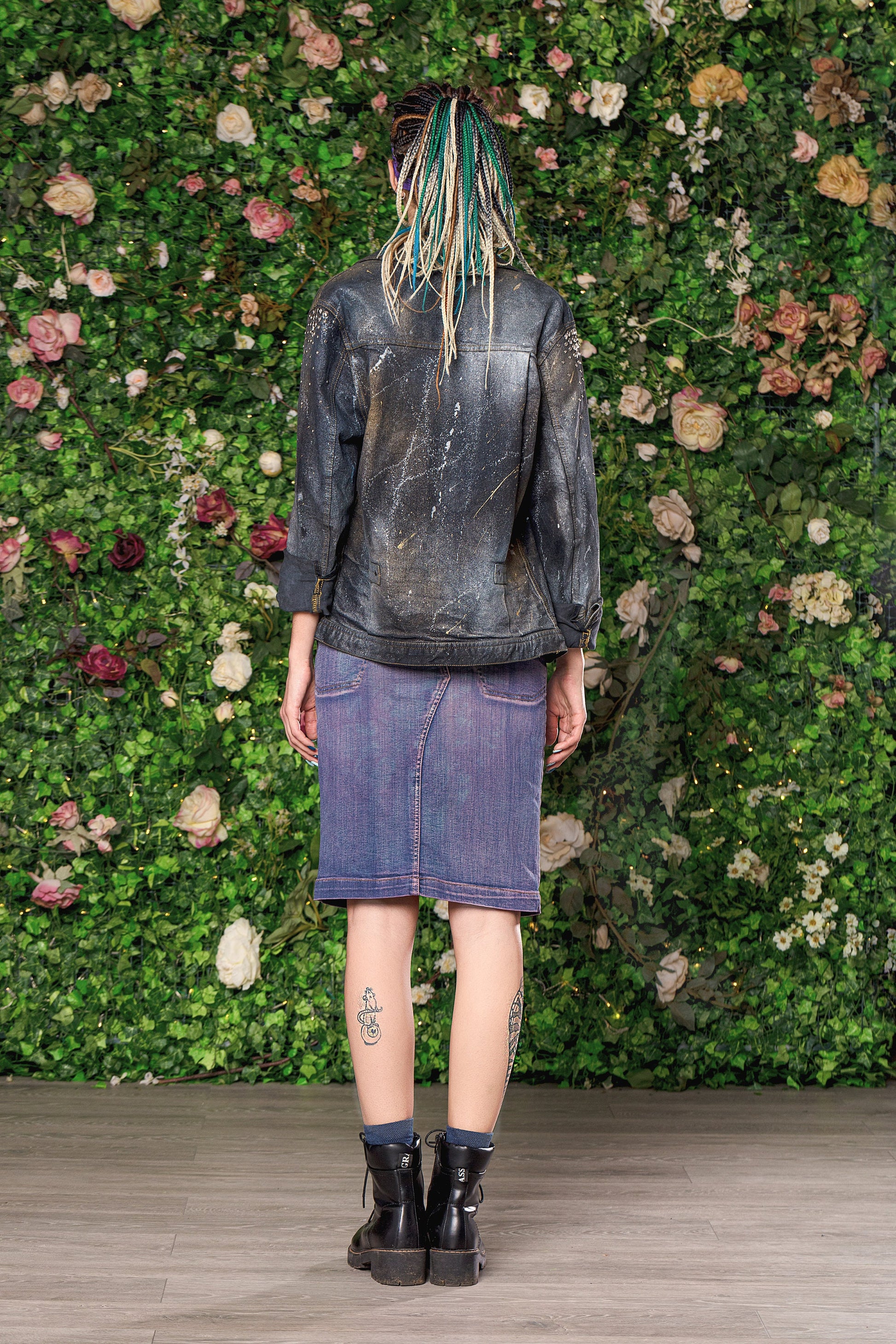 upcycled denim purple acid wash denim skirt pencil skirt with pockets | high waisted jeans skirt | sustainable clothing Size S sample sale