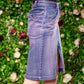 upcycled denim purple acid wash denim skirt pencil skirt with pockets | high waisted jeans skirt | sustainable clothing Size S sample sale
