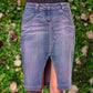 upcycled denim purple acid wash denim skirt pencil skirt with pockets | high waisted jeans skirt | sustainable clothing Size S sample sale