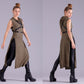 Olive green hooded tunic goth hoodie dress | post apocalyptic clothing steampunk dress | alternative clothing festival clothing