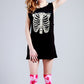Skeleton rib cage print shirt oversize long tank top
