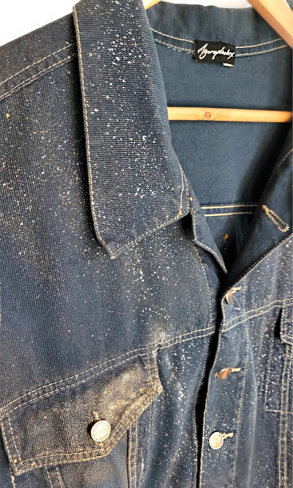 UNISEX XL Glitter n gold hand painted denim biker vest battle vest | custom denim vest soft grunge denim vest | upcycled denim punk jacket