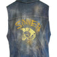 UNISEX XL Glitter n gold hand painted denim biker vest battle vest | custom denim vest soft grunge denim vest | upcycled denim punk jacket