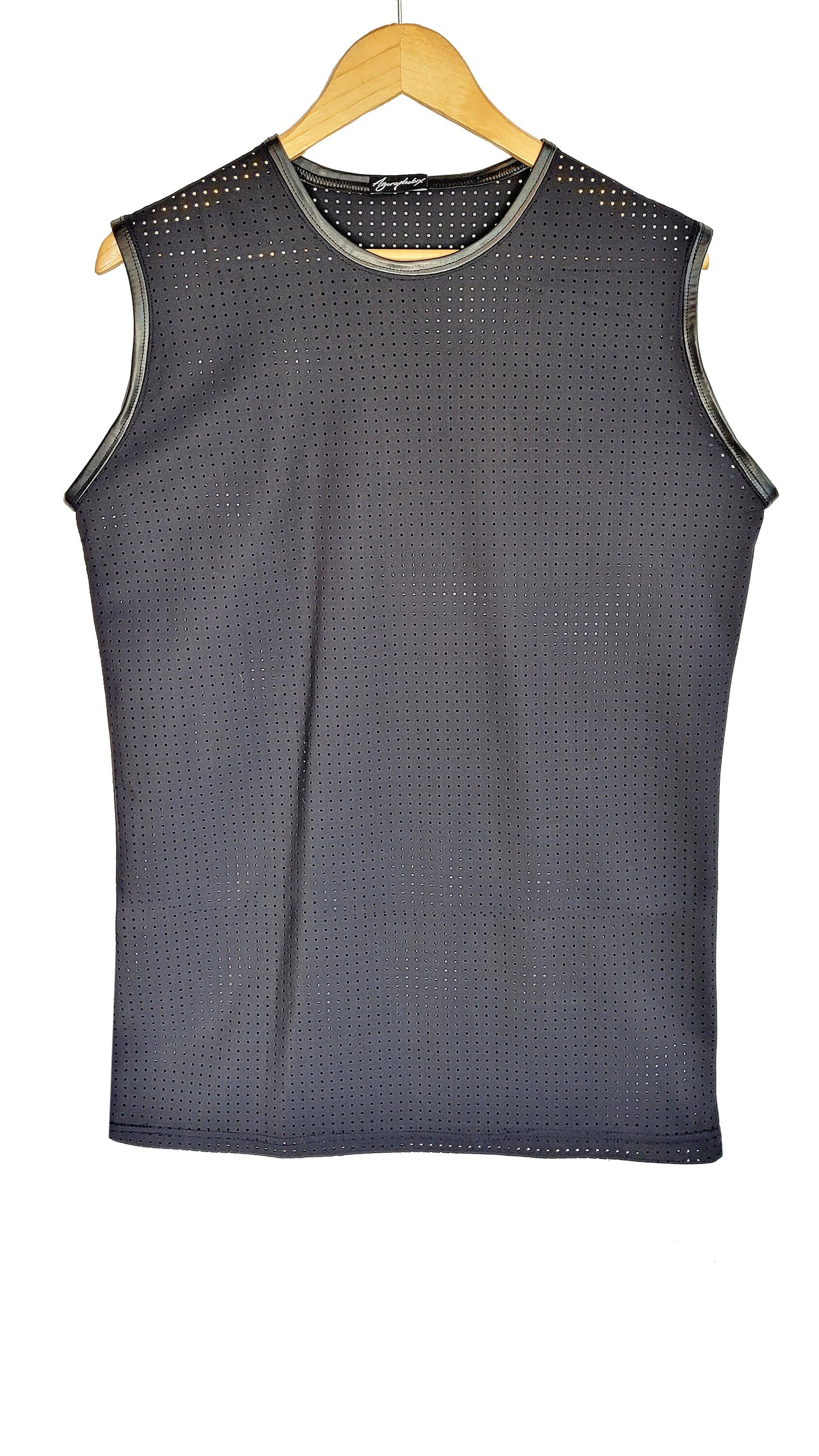 Unisex fishnet top neoprene top goth tank top fishnet shirt | mesh top see through top black mesh shirt muscle top