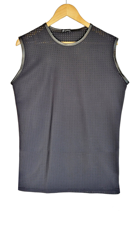 Unisex fishnet top neoprene top goth tank top fishnet shirt | mesh top see through top black mesh shirt muscle top