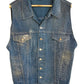 UNISEX XL Glitter n gold hand painted denim biker vest battle vest | custom denim vest soft grunge denim vest | upcycled denim punk jacket