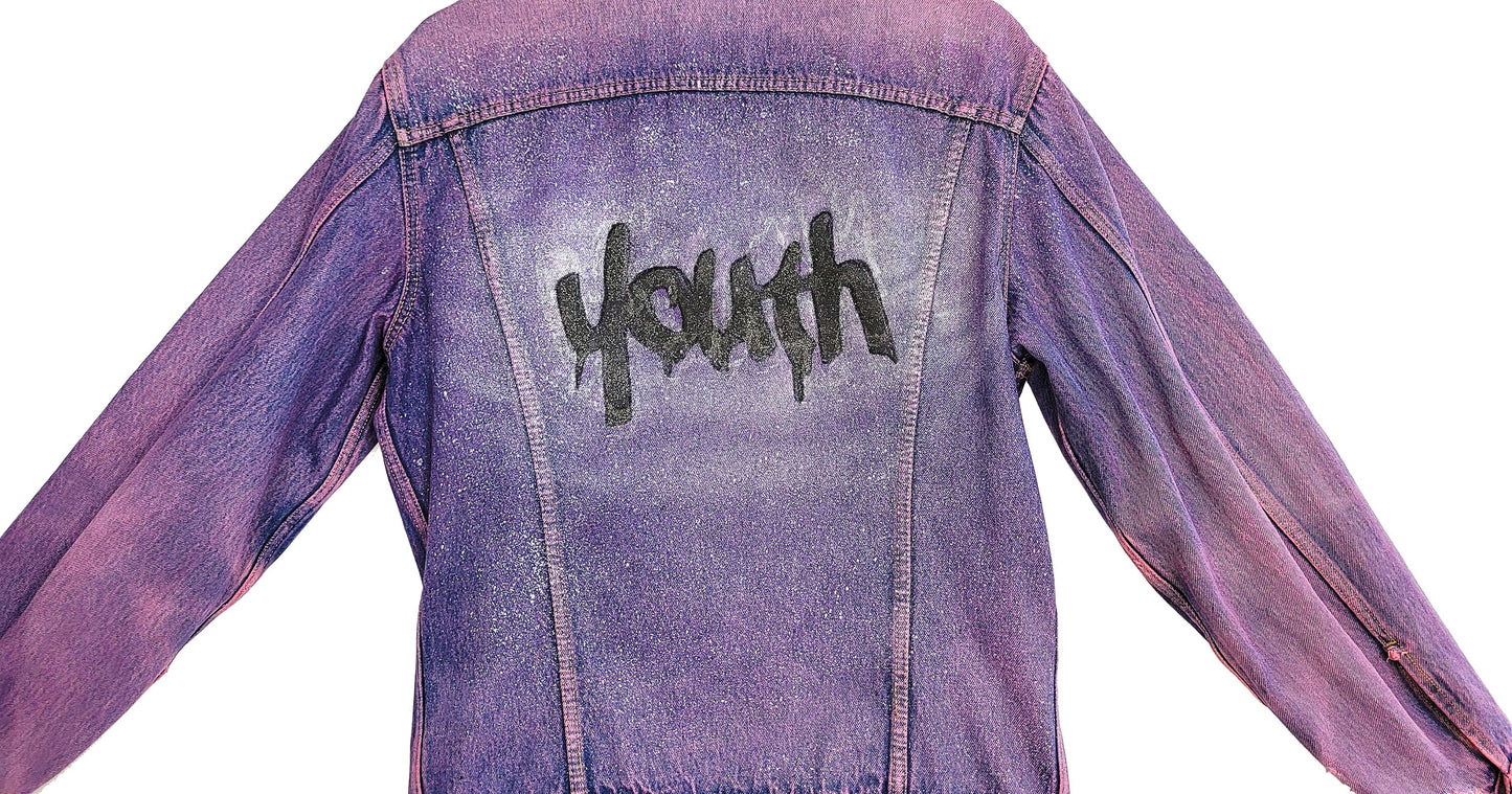 Youth graffiti jacket hand painted denim jacket| hand painted jacket custom denim jacket | sustainable clothing size L