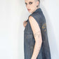 UNISEX XL Glitter n gold hand painted denim biker vest battle vest | custom denim vest soft grunge denim vest | upcycled denim punk jacket