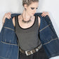 UNISEX XL Glitter n gold hand painted denim biker vest battle vest | custom denim vest soft grunge denim vest | upcycled denim punk jacket