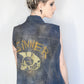 UNISEX XL Glitter n gold hand painted denim biker vest battle vest | custom denim vest soft grunge denim vest | upcycled denim punk jacket