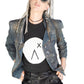 Dark space embellished denim jacket studded denim jacket | denim motorcycle jacket custom jean jacket | custom denim jacket size M