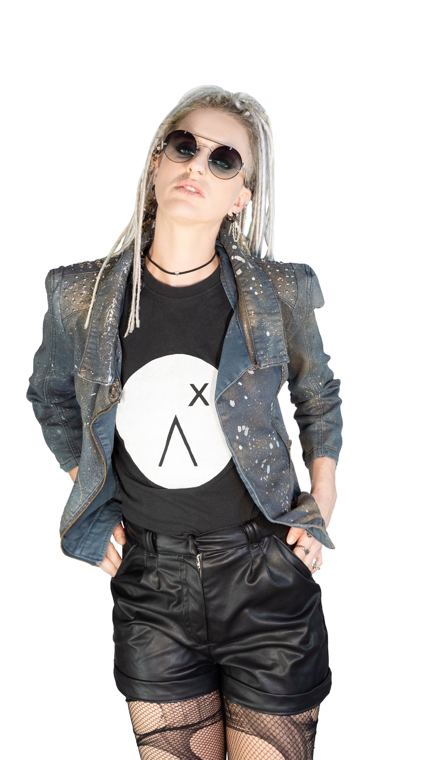 Dark space embellished denim jacket studded denim jacket | denim motorcycle jacket custom jean jacket | custom denim jacket size M