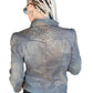 Dark space embellished denim jacket studded denim jacket | denim motorcycle jacket custom jean jacket | custom denim jacket size M