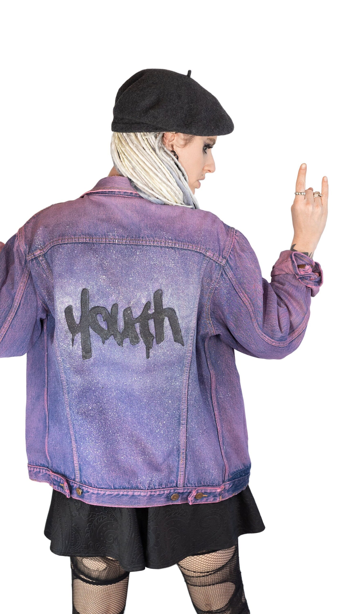 Youth graffiti jacket hand painted denim jacket| hand painted jacket custom denim jacket | sustainable clothing size L