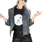 Dark space embellished denim jacket studded denim jacket | denim motorcycle jacket custom jean jacket | custom denim jacket size M