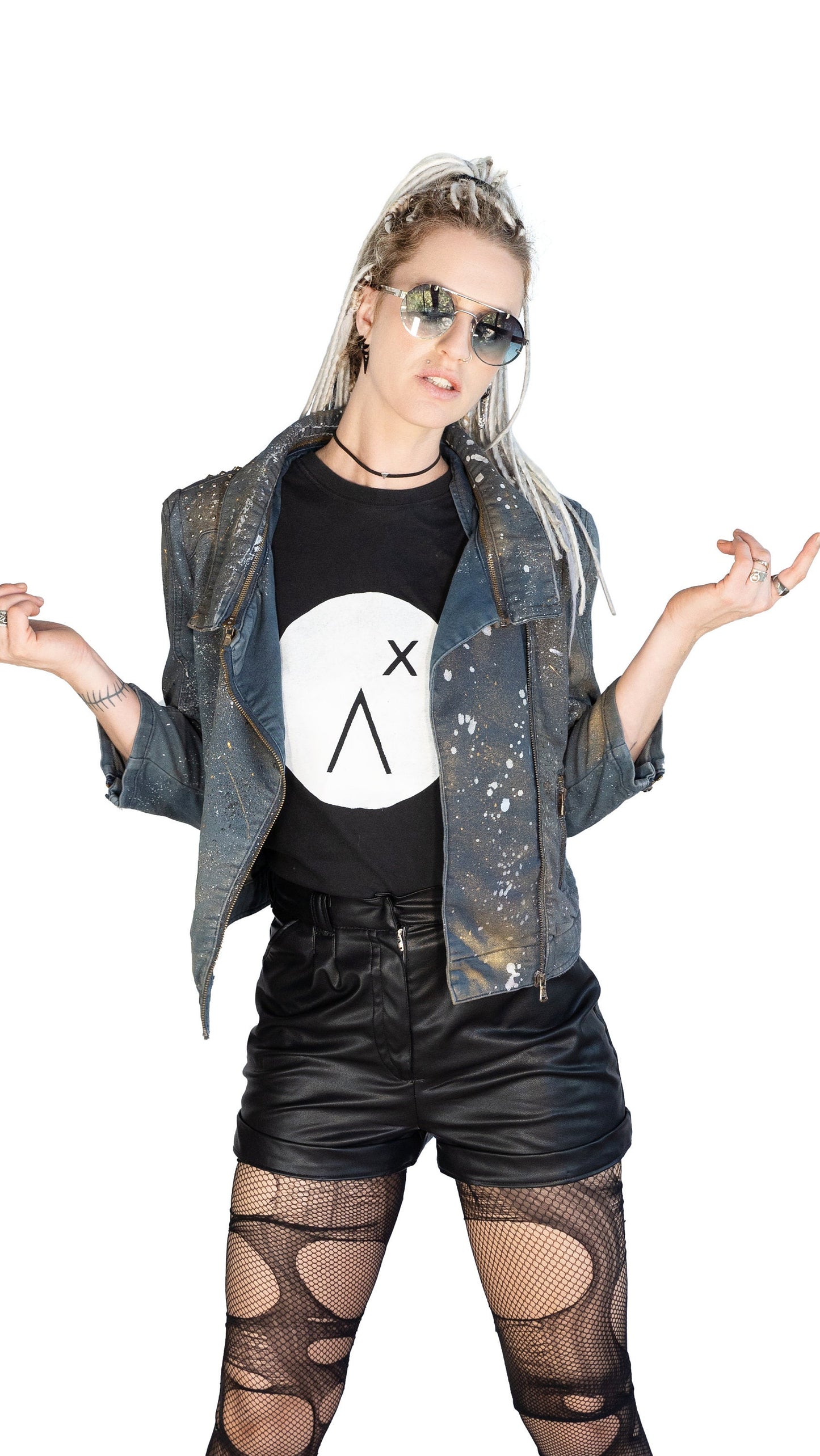 Dark space embellished denim jacket studded denim jacket | denim motorcycle jacket custom jean jacket | custom denim jacket size M