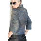 Dark space embellished denim jacket studded denim jacket | denim motorcycle jacket custom jean jacket | custom denim jacket size M