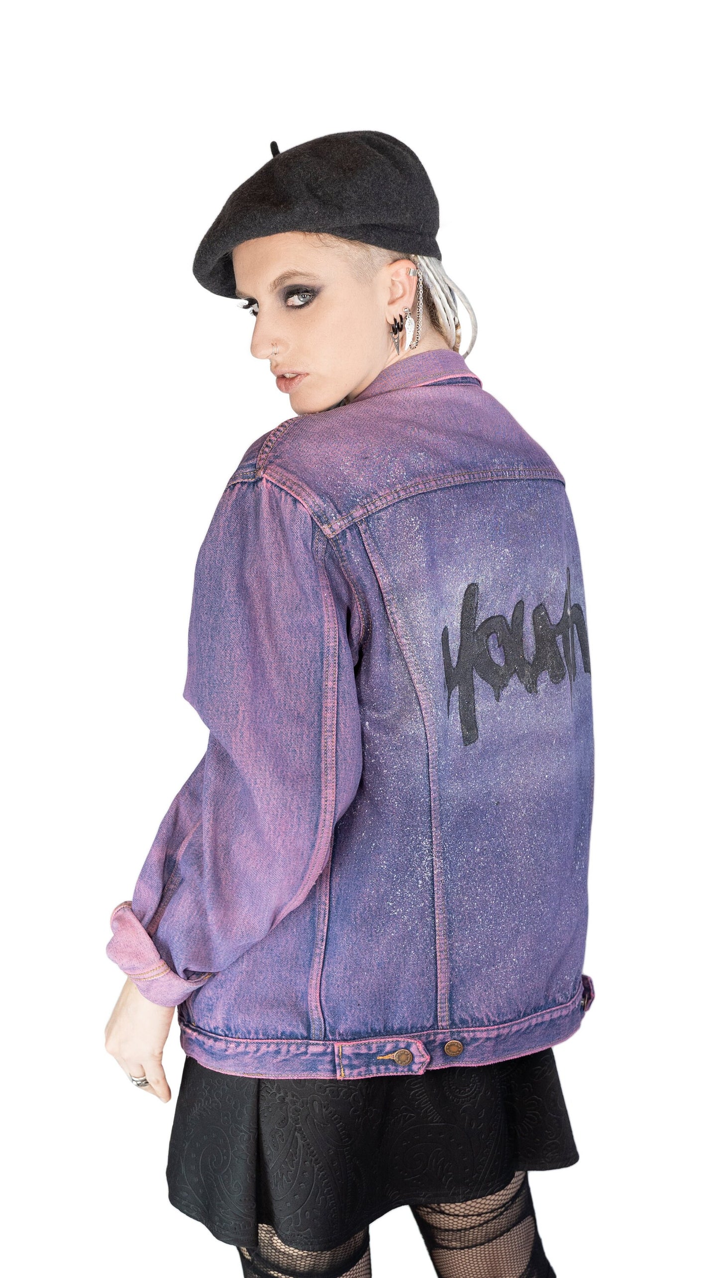 Youth graffiti jacket hand painted denim jacket| hand painted jacket custom denim jacket | sustainable clothing size L