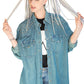 Green denim studded shirt jean shirt upcycled denim shirt | studded jeans western shirt sustainable fashion | upcycled clothing