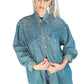 Green denim studded shirt jean shirt upcycled denim shirt | studded jeans western shirt sustainable fashion | upcycled clothing