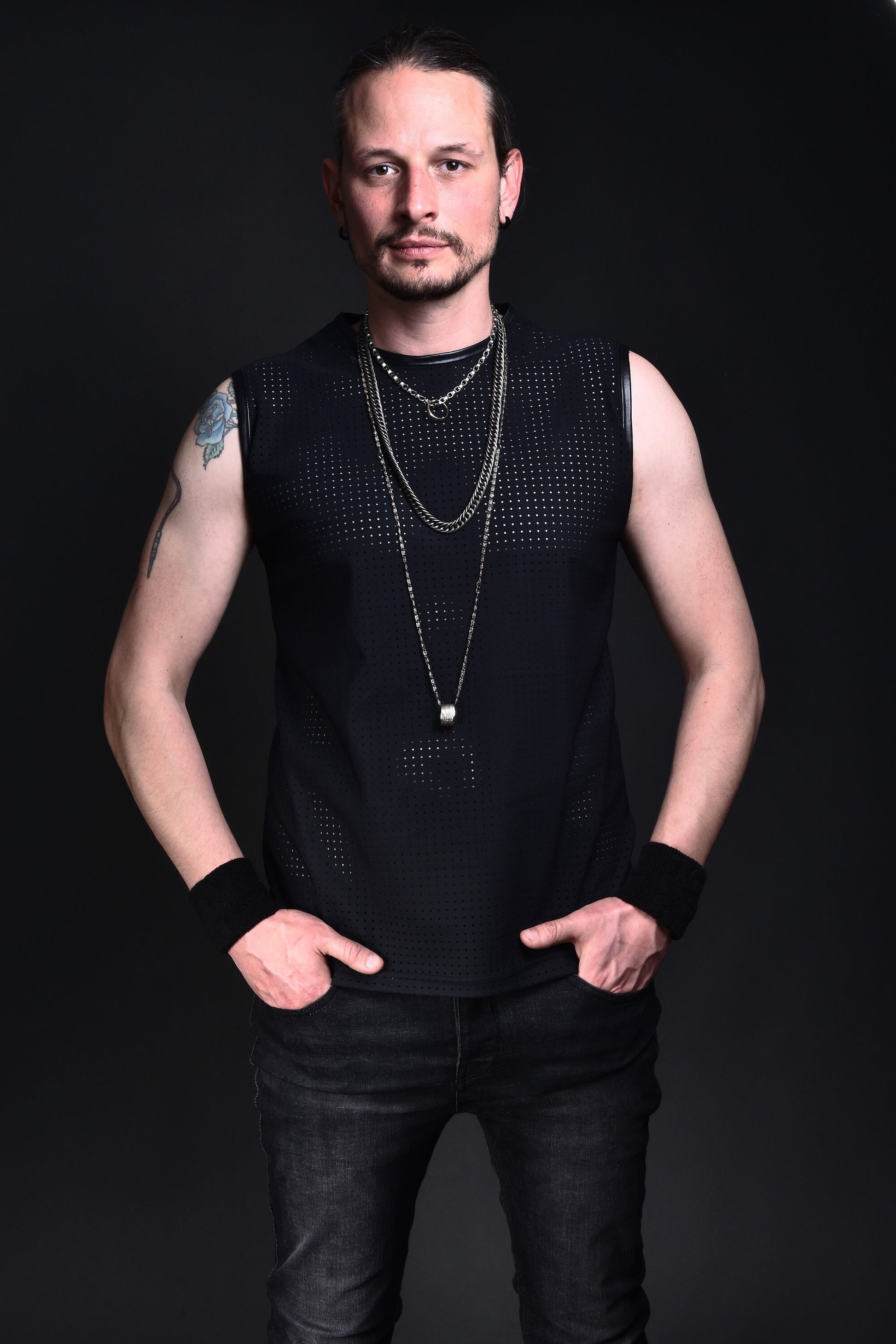 Unisex fishnet top neoprene top goth tank top fishnet shirt | mesh top see through top black mesh shirt muscle top