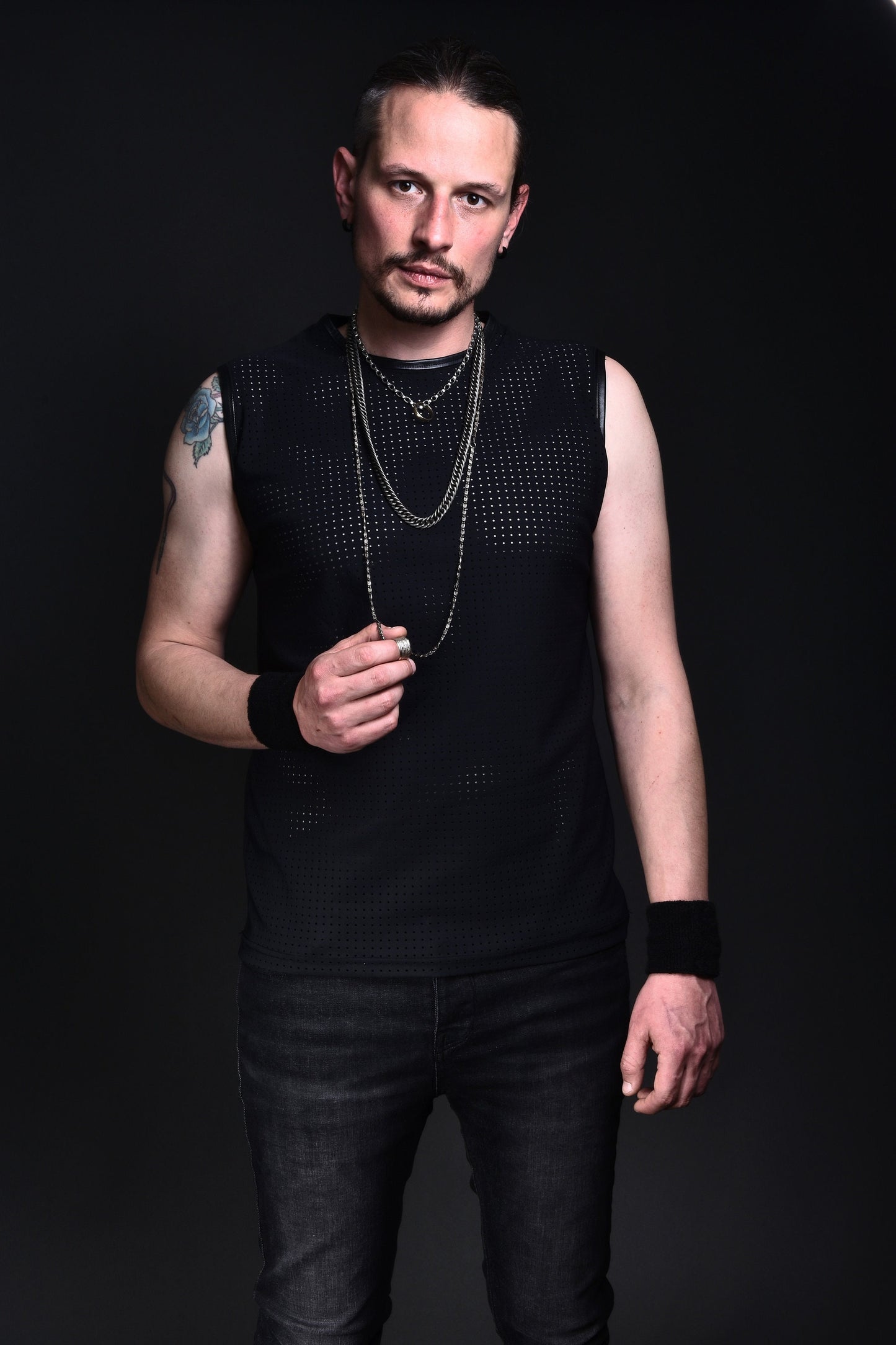 Unisex fishnet top neoprene top goth tank top fishnet shirt | mesh top see through top black mesh shirt muscle top