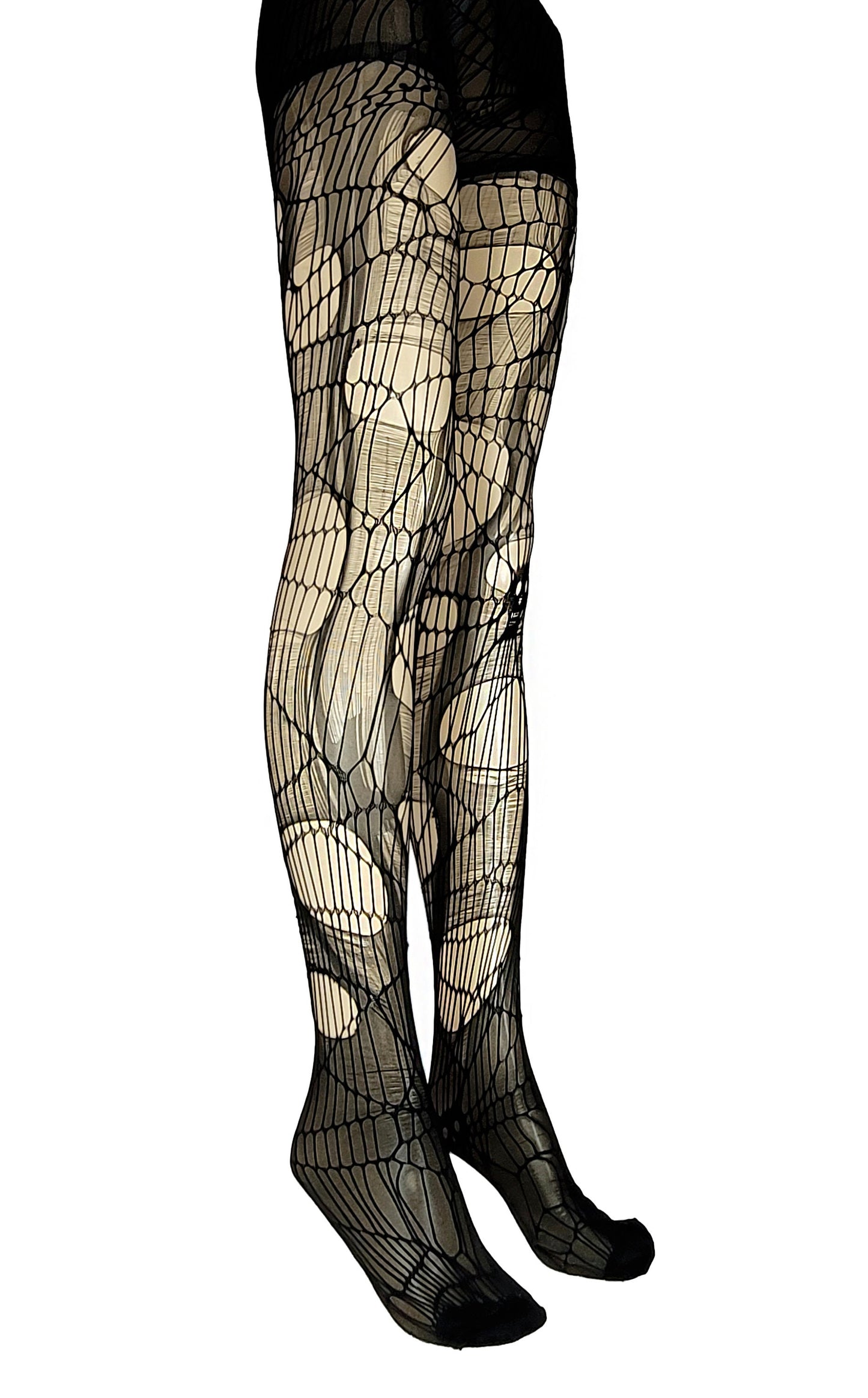 Plus Size Skull Ripped Tights Goth Fishnet Tights Dark Witchy Leggings Alternative Grunge Edgy Tattered Stockings