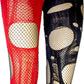 Ripped tights black red fishnet tights | distressed tights torn tights goth tights fishnet stockings fishnet leggings | punk tights