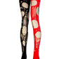 Ripped tights black red fishnet tights | distressed tights torn tights goth tights fishnet stockings fishnet leggings | punk tights