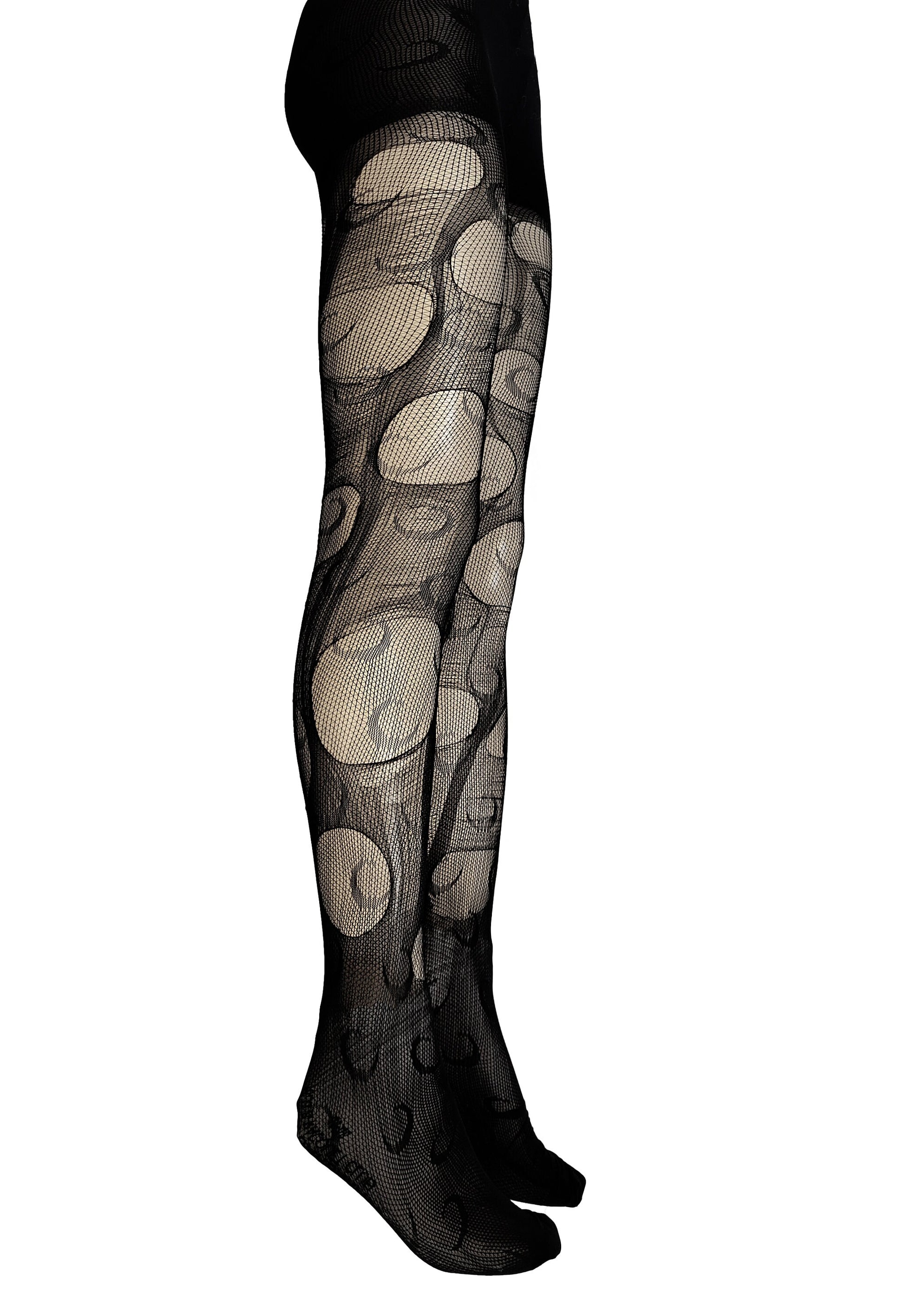 Moon Tights Witchy Leggings Gothic Moon Tights Dark Witch Fashion Lunar Print Leggings Pagan Clothing Alternative Goth Tights