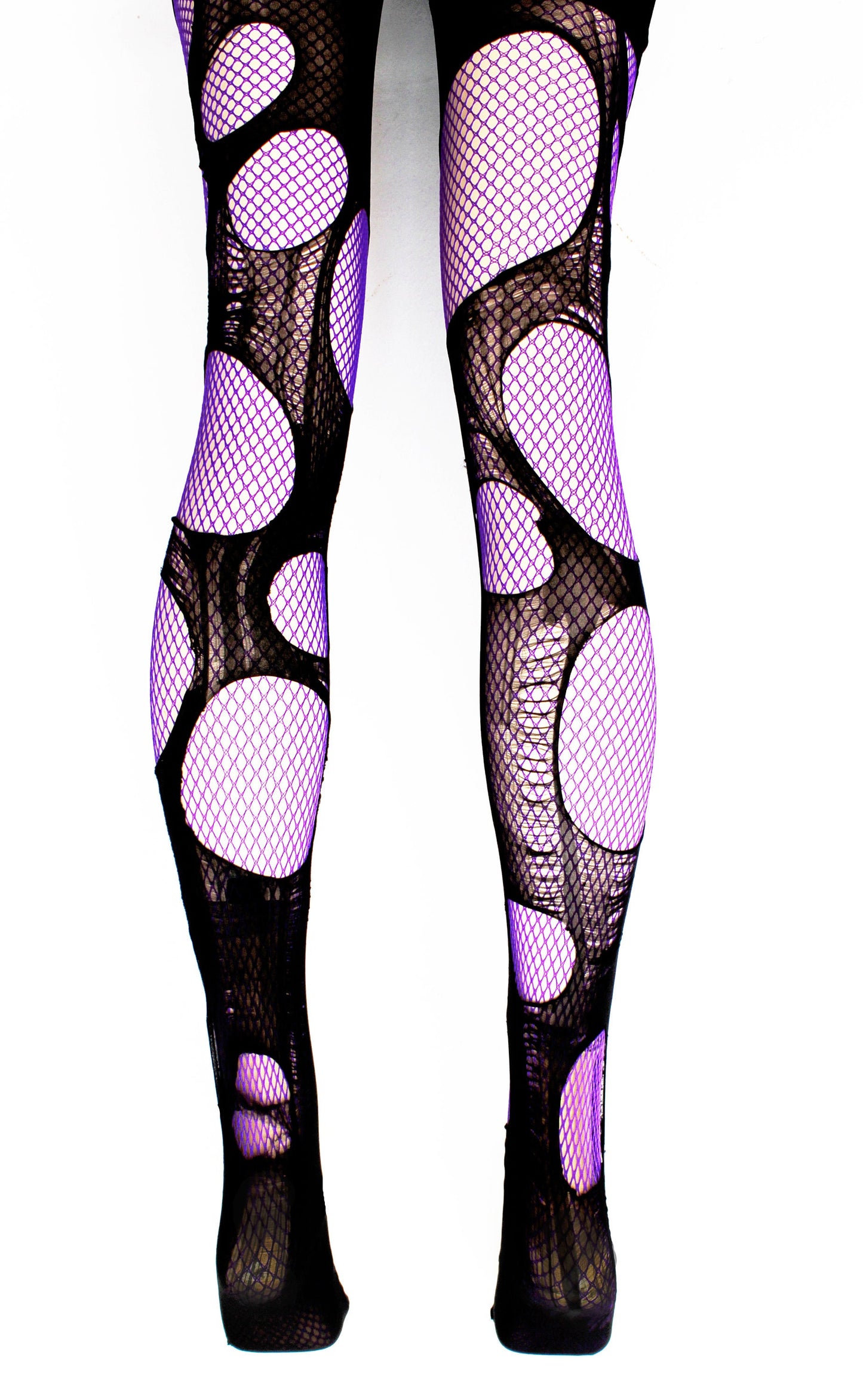 punk tights Purple / Black ripped tights tattered & torn fishnet tights | cut leggings gothic leggings | ripped leggings fishnet leggings