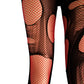Red black fishnet tights fishnet stockings double layered tattered & torn tights fishnet leggings | goth tights punk fishnets