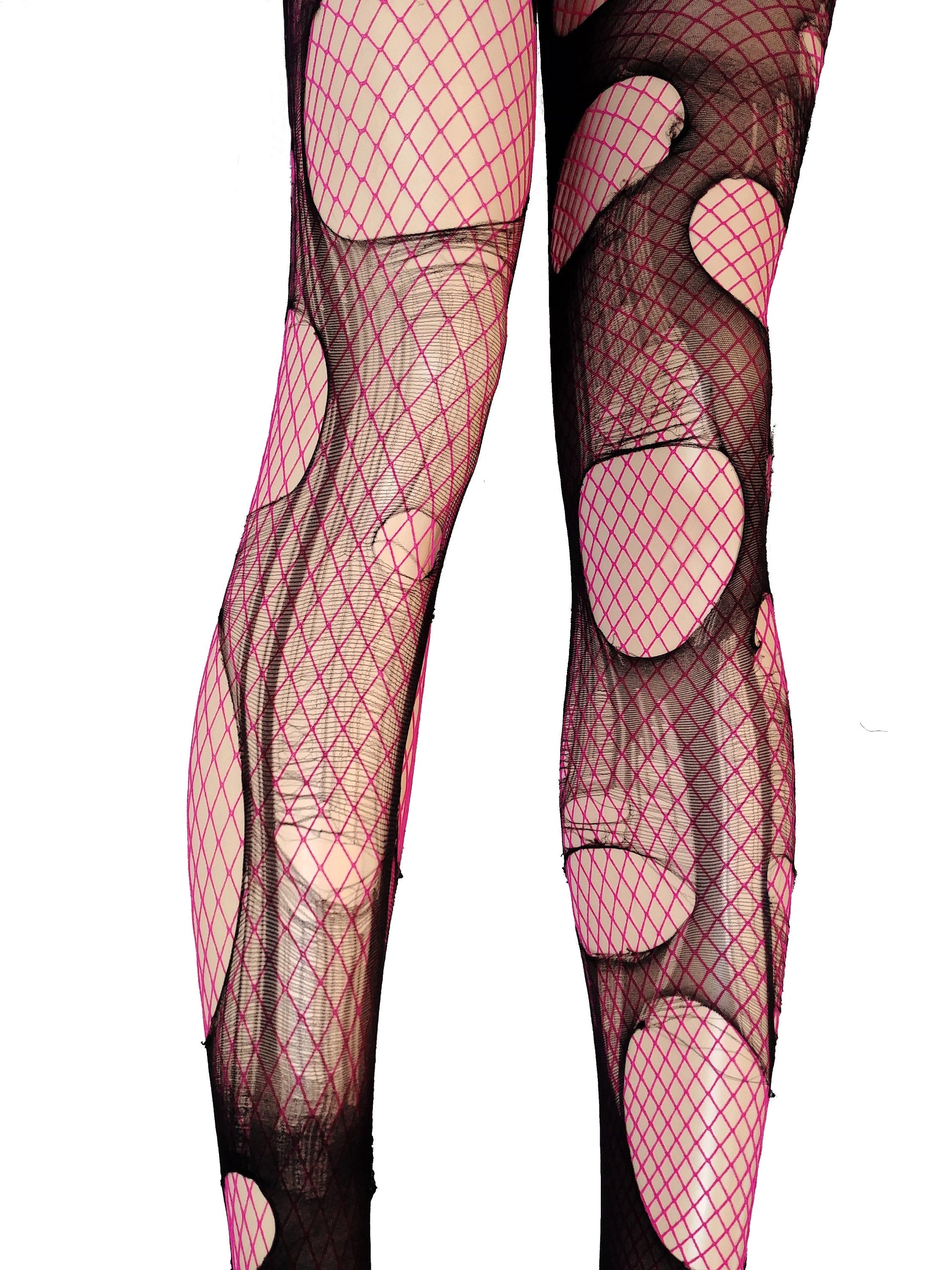 Accessorize Agoraphobix fishnet tights pink double layered tattered & torn tights fishnet leggings