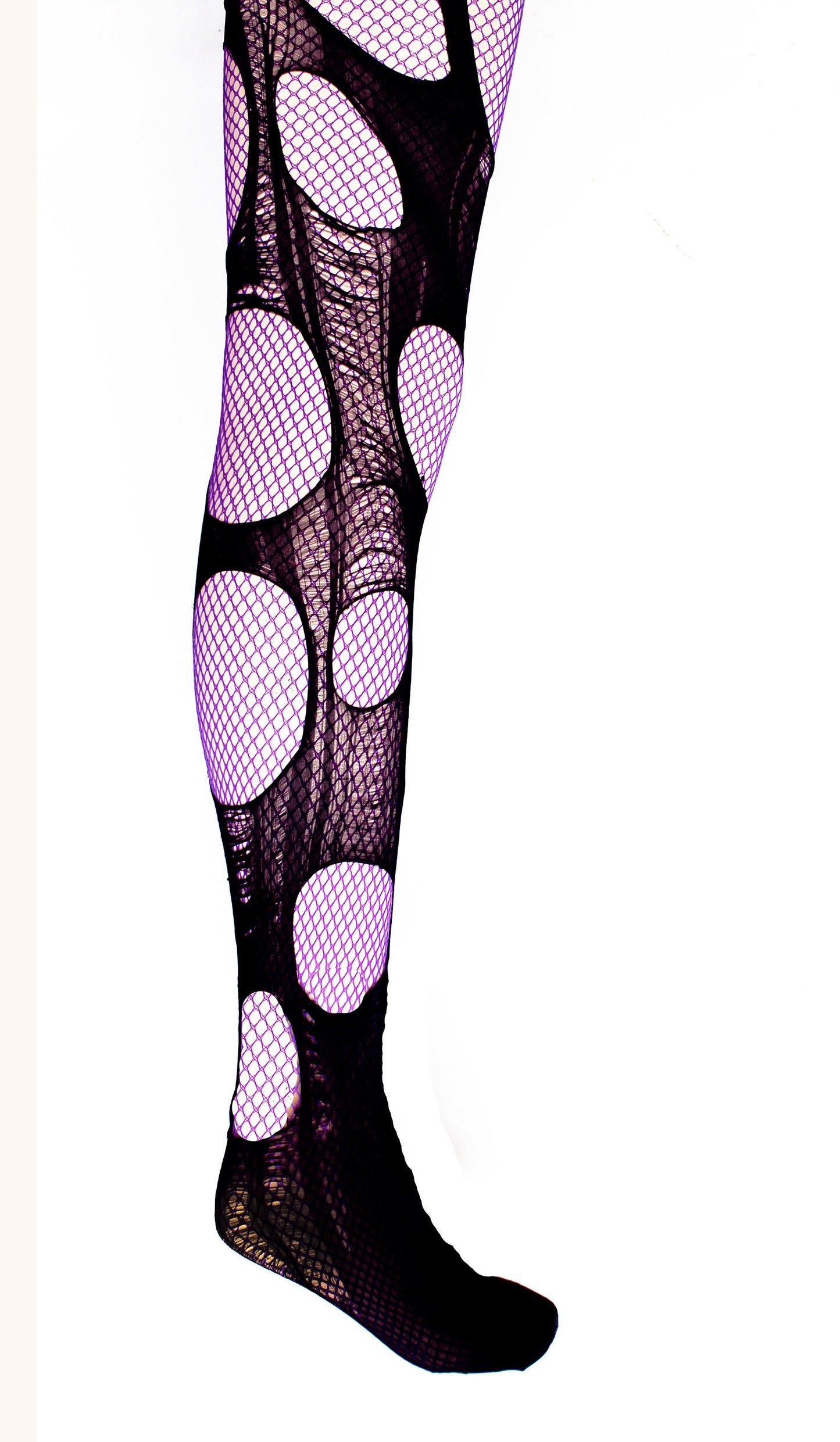 punk tights Purple / Black ripped tights tattered & torn fishnet tights | cut leggings gothic leggings | ripped leggings fishnet leggings