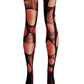 Red black fishnet tights fishnet stockings double layered tattered & torn tights fishnet leggings | goth tights punk fishnets