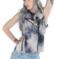 Black smoke tie dye denim biker vest tie dye vest biker jacket | moto vest soft grunge denim vest upcycled denim burning man vest