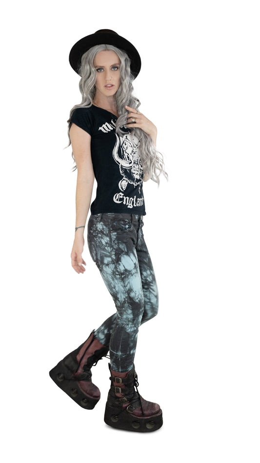 low rise jeans tie dye jeans tie dye pants rocker jeans | 2000's jeans punk jeans skinny jeans | recycled clothing upcycled denim rave wear