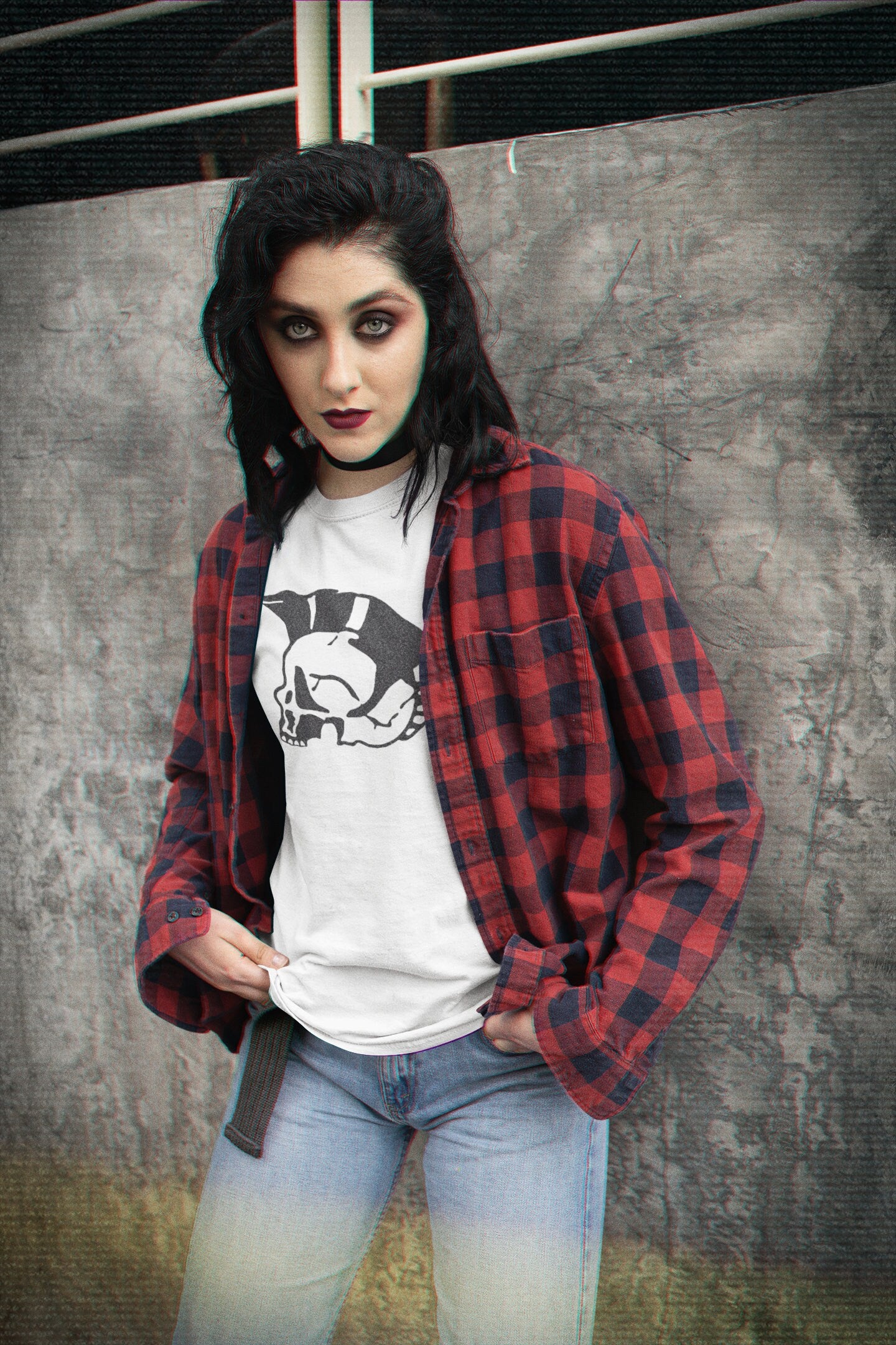 Handmade Glitter skull tee punk skull shirt | Unisex Halloween skull t shirt goth shirt cyberpunk clothing
