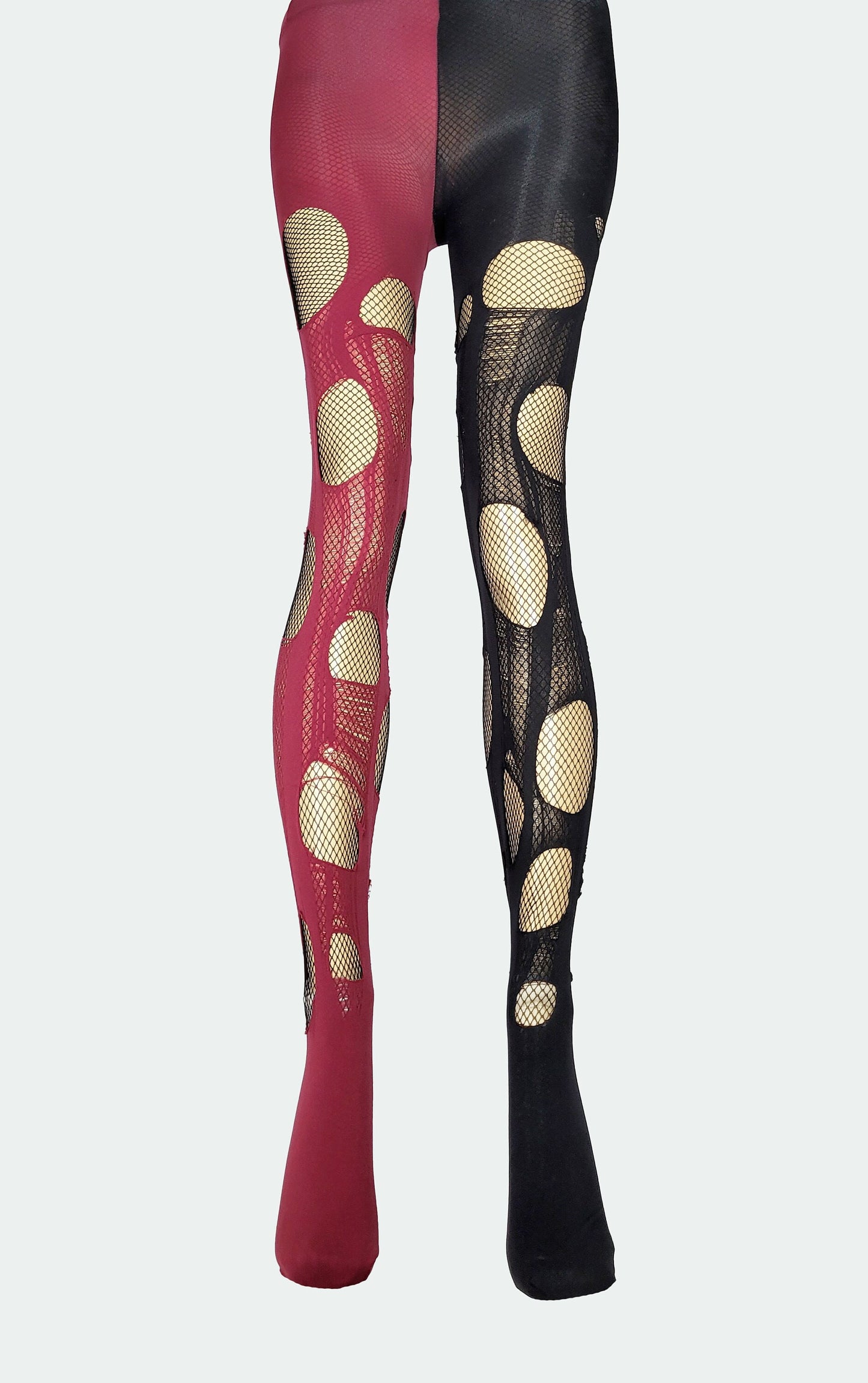 Blood Red Black Fishnet Tights Gothic Vampire Tights Distressed Alternative Halloween Tights Dark Witch Leggings Grunge Stockings
