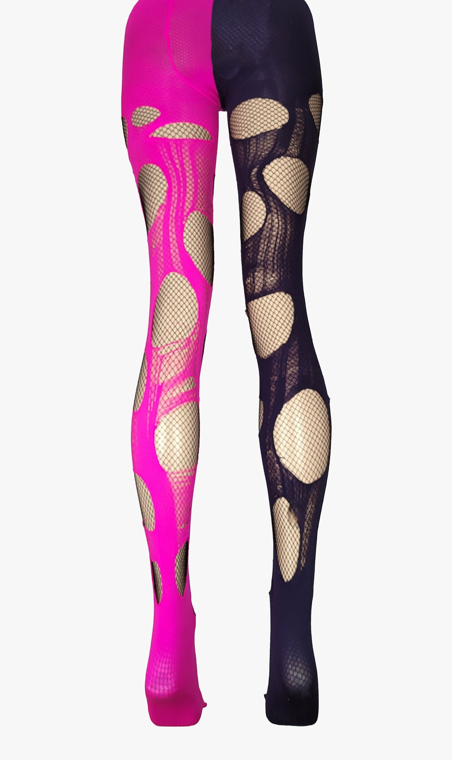 Pink purple fishnet tights torn stockings cosplay tights | Halloween tights ripped tights torn tights goth tights fishnet stockings